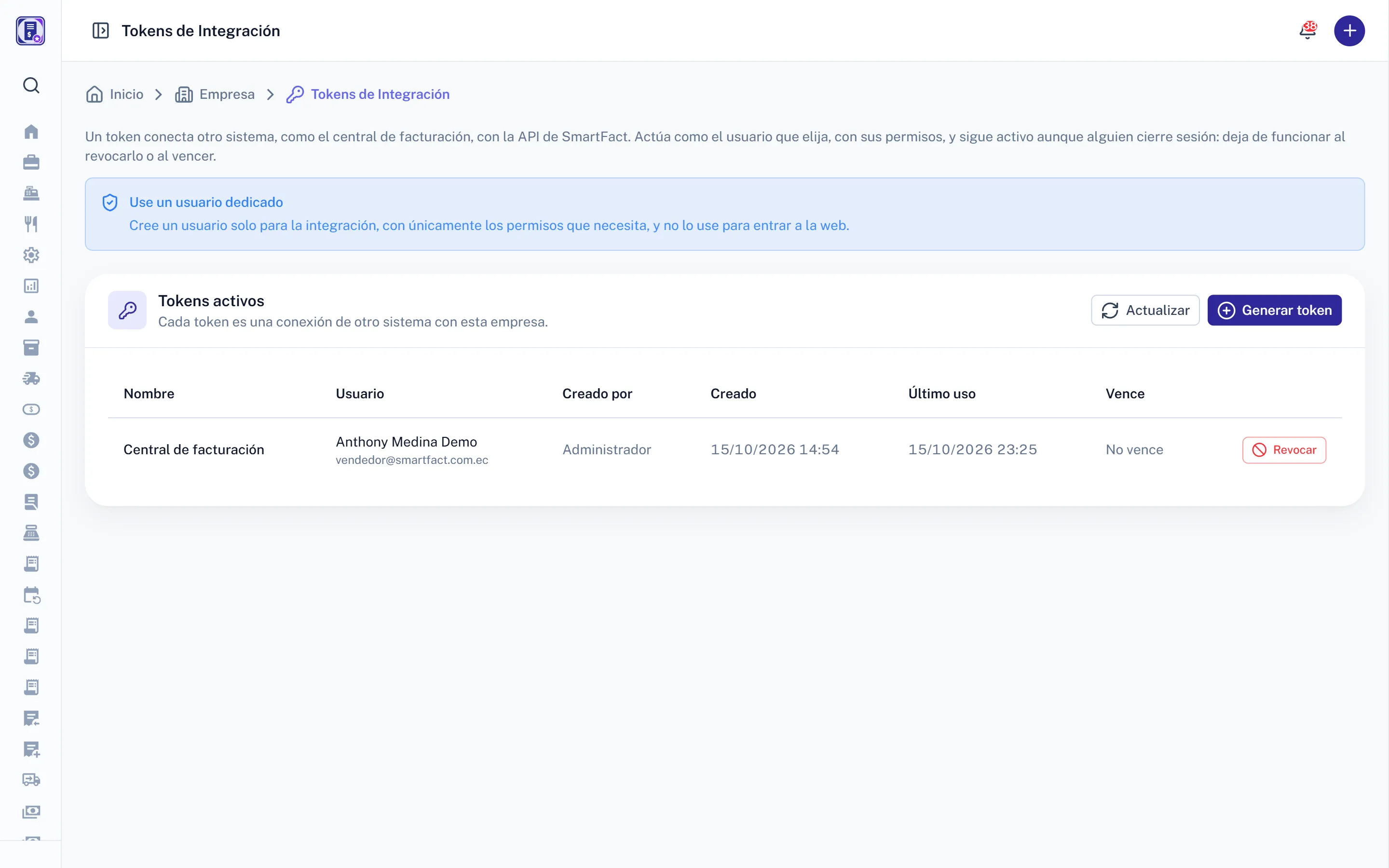 API e integraciones: Integraciones de SmartFact Pro